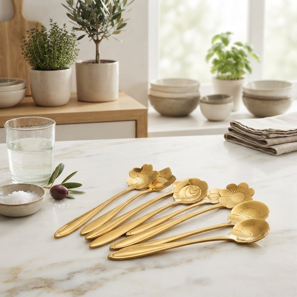 Cuillères à café fleur inox – vue 2