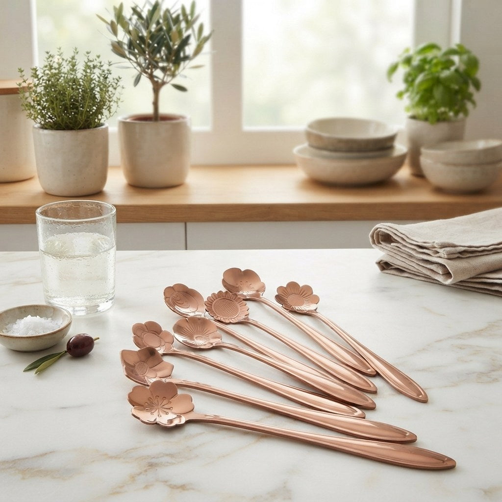 Cuillères à café fleur inox – vue 3
