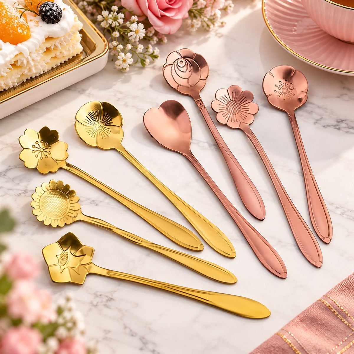 Cuillères à café fleur inox – vue 6