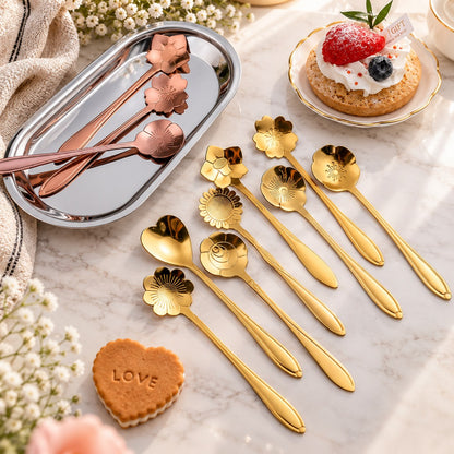 Cuillères à café fleur inox – vue 8