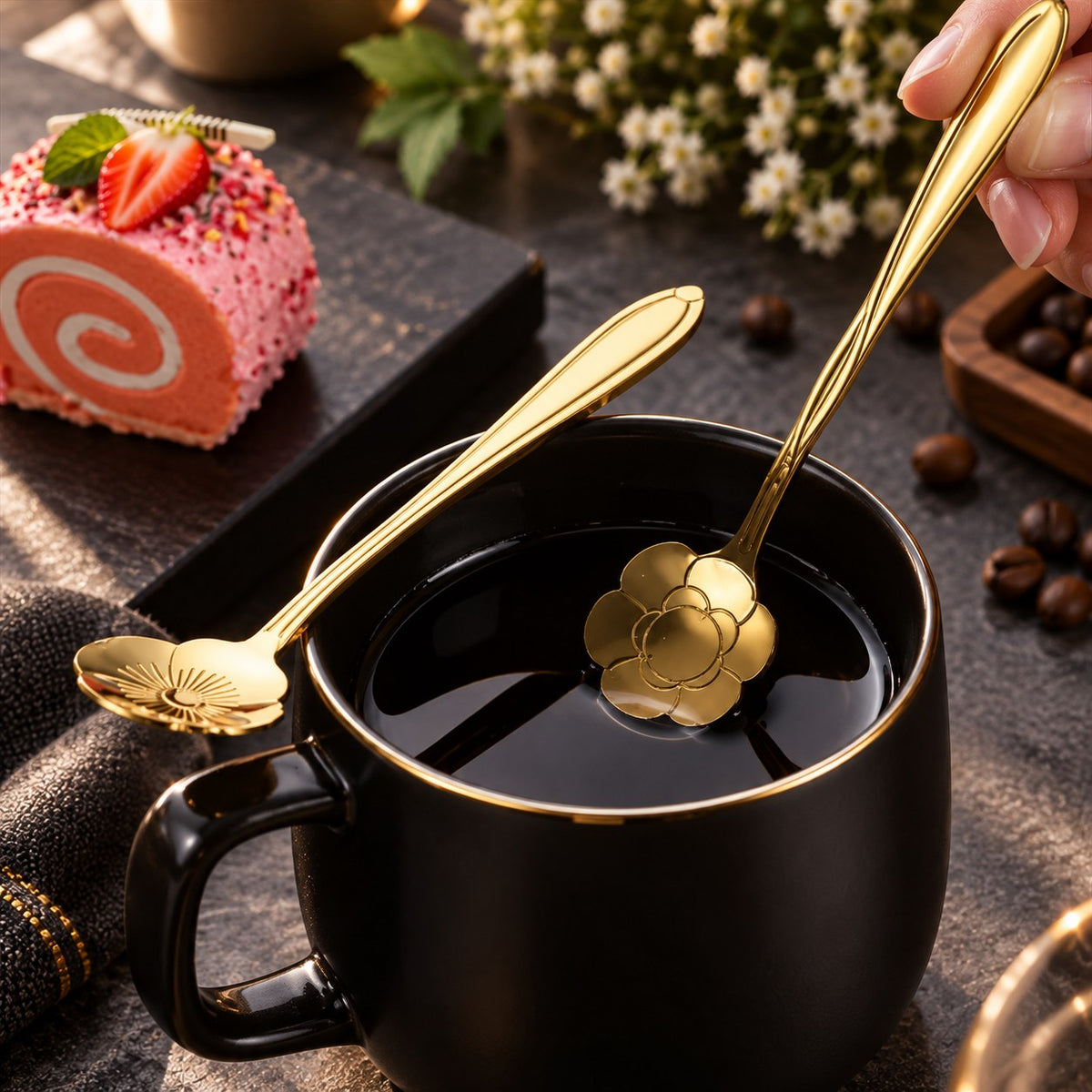 Cuillères à café fleur inox – vue 9