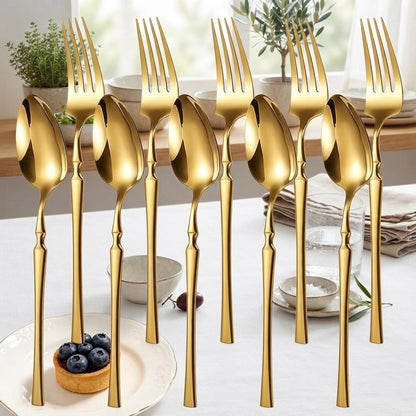 Set de couverts dorés inox 10 pièces