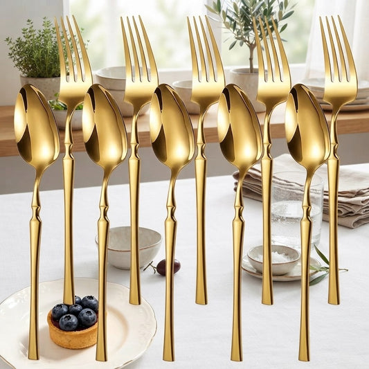Set de couverts dorés inox 10 pièces