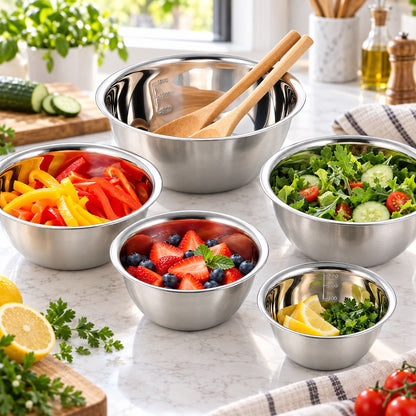 Bols inox pour salade, légumes et pâtisserie