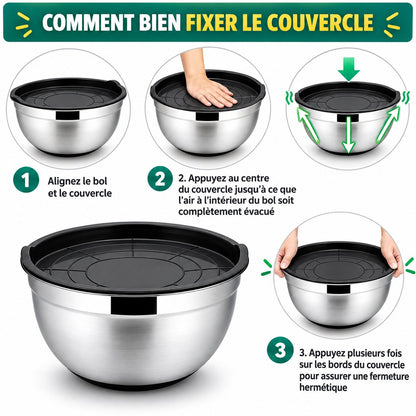 Comment bien fixer le couvercle du saladier inox