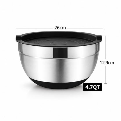 Saladier inox avec couvercle 26 cm – dimensions