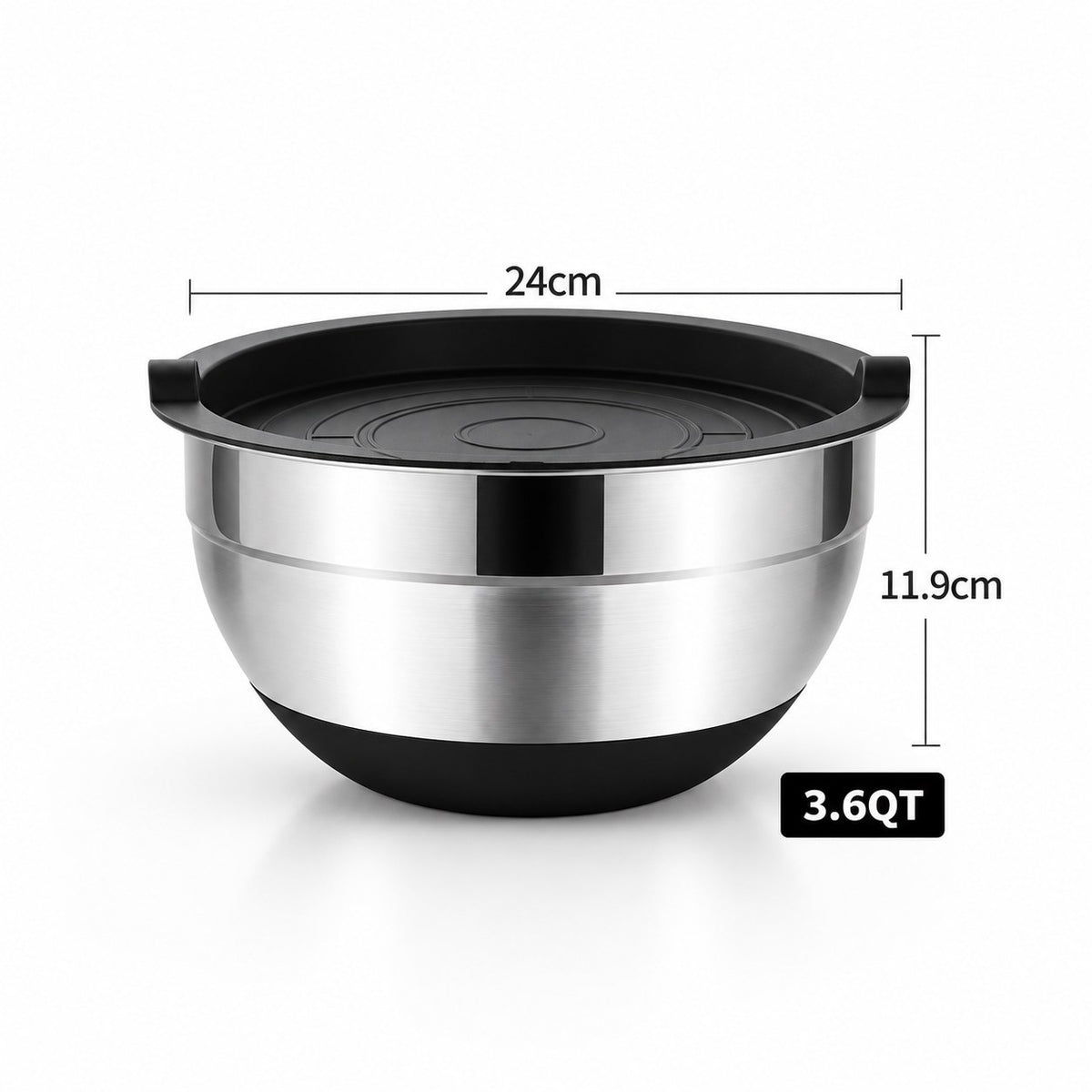 Saladier inox avec couvercle 24 cm – dimensions