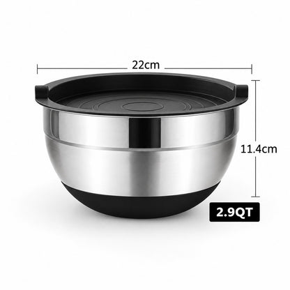 Saladier inox avec couvercle 22 cm – dimensions
