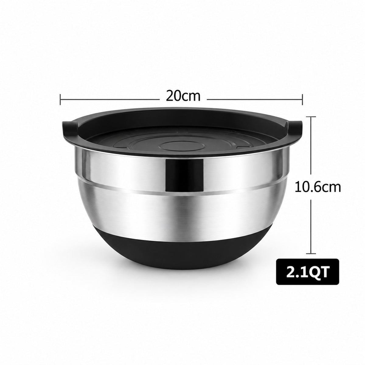 Saladier inox avec couvercle 20 cm – dimensions