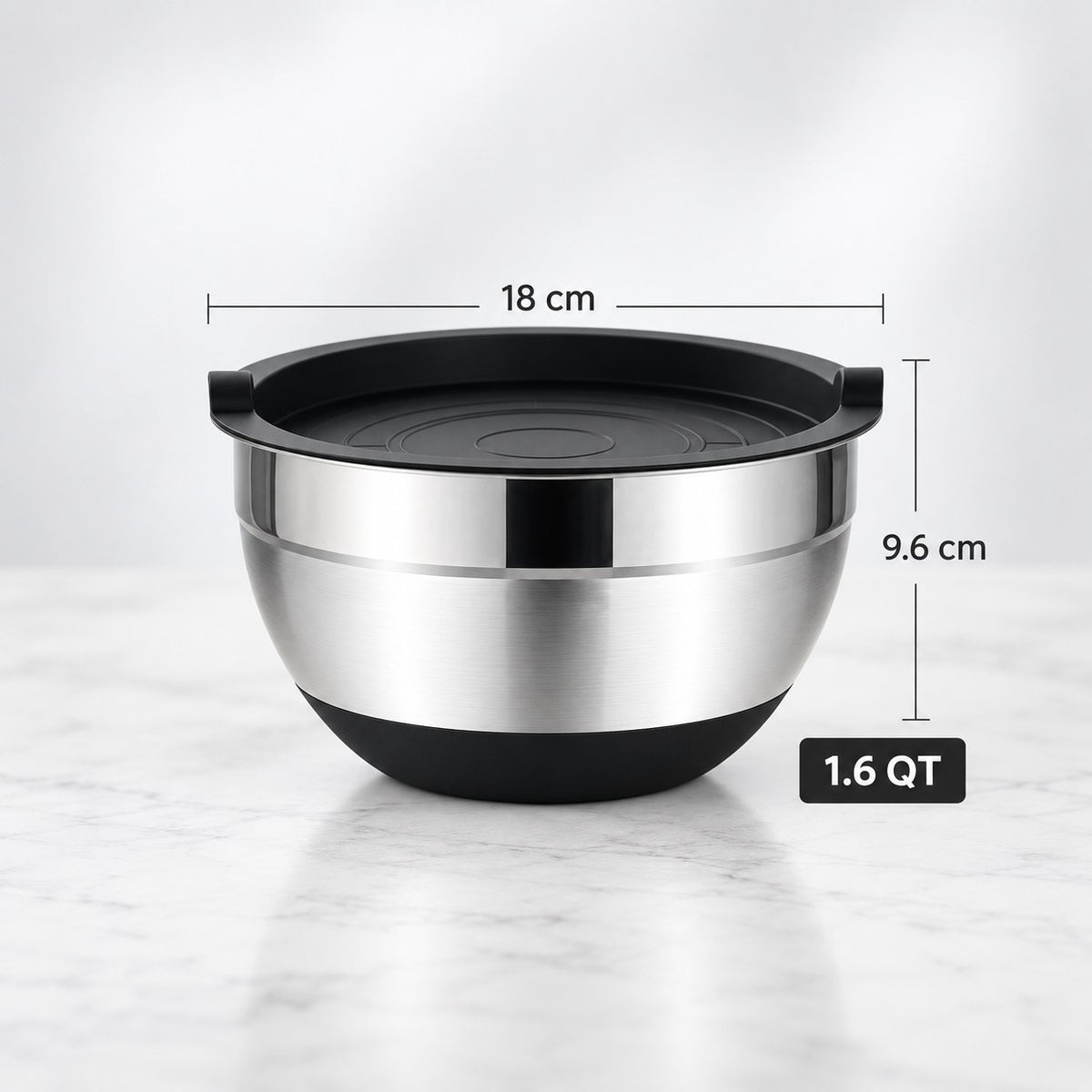 Saladier inox avec couvercle 18 cm – dimensions