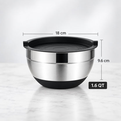Saladier inox avec couvercle 18 cm – dimensions