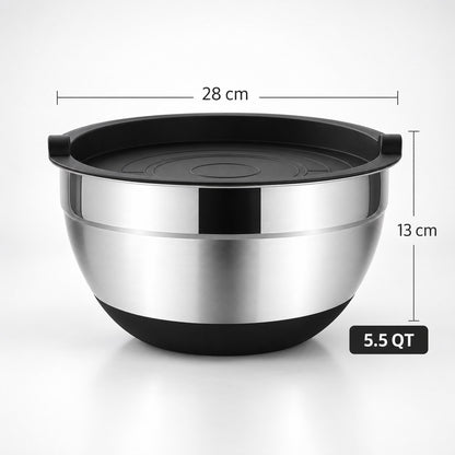 Saladier inox avec couvercle 28 cm – dimensions