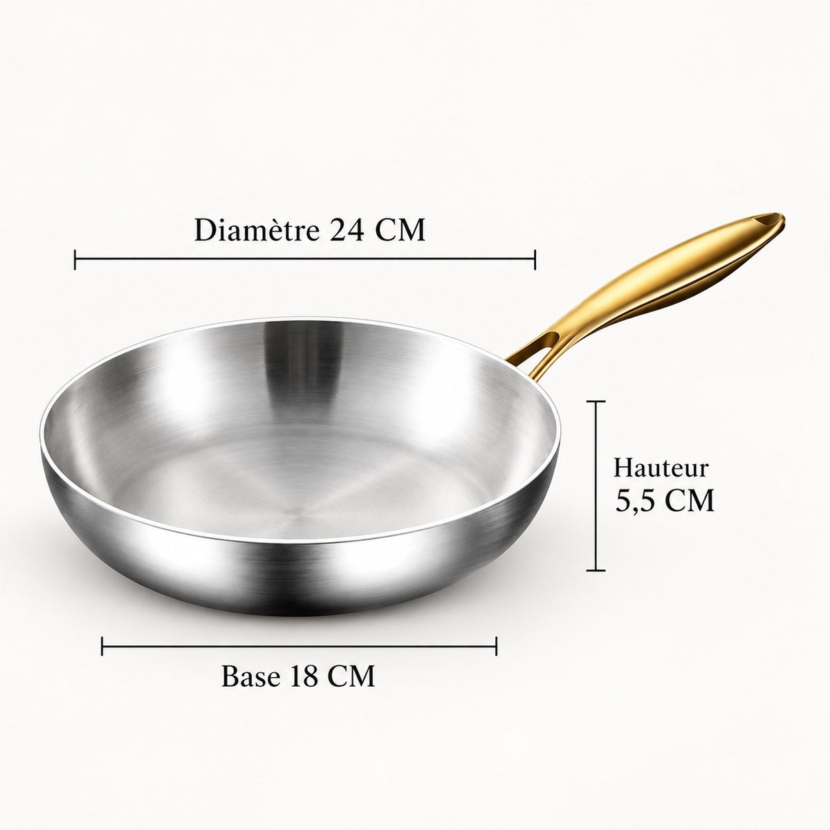 Poêle inox 316 24 cm – dimensions