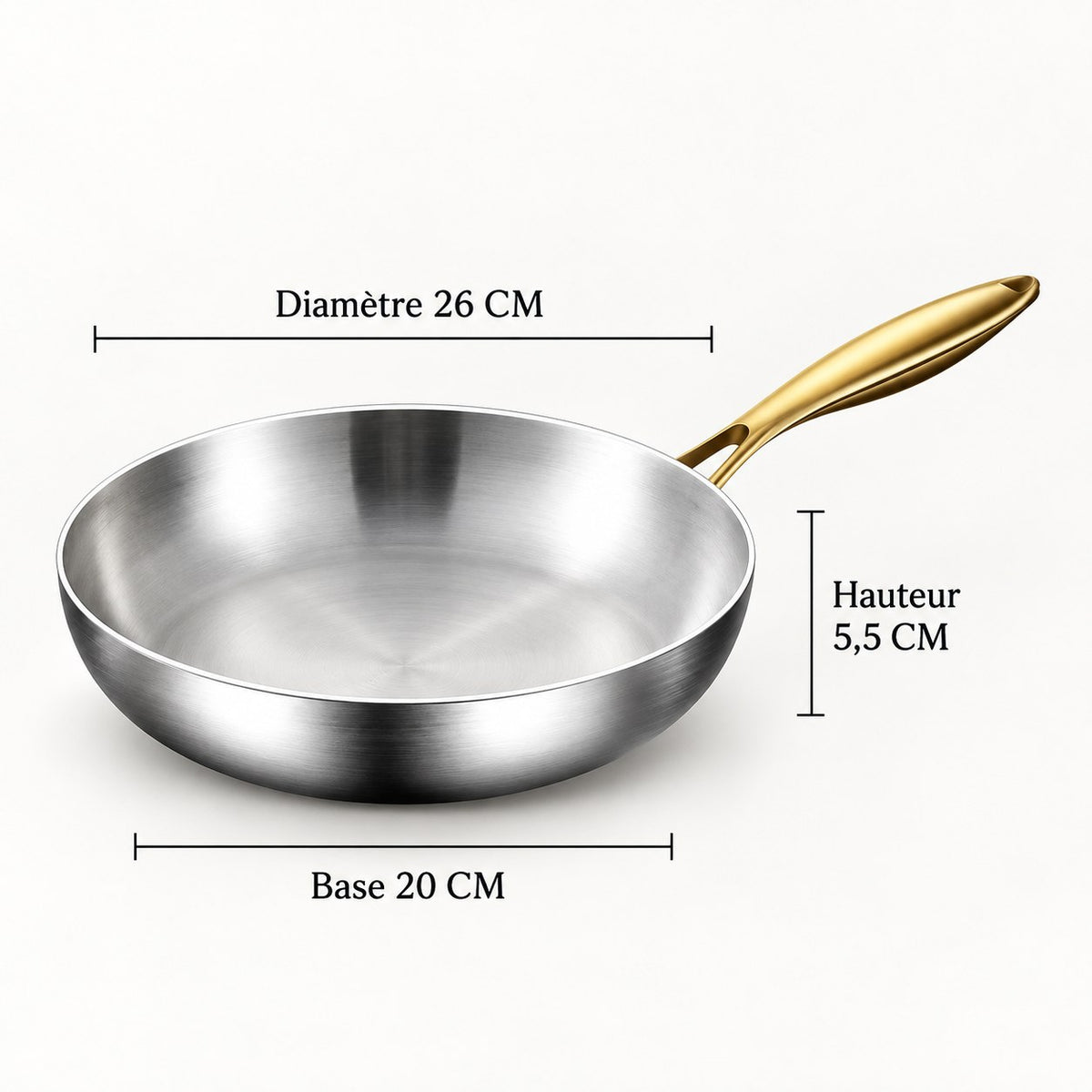 Poêle inox 316 26 cm – dimensions