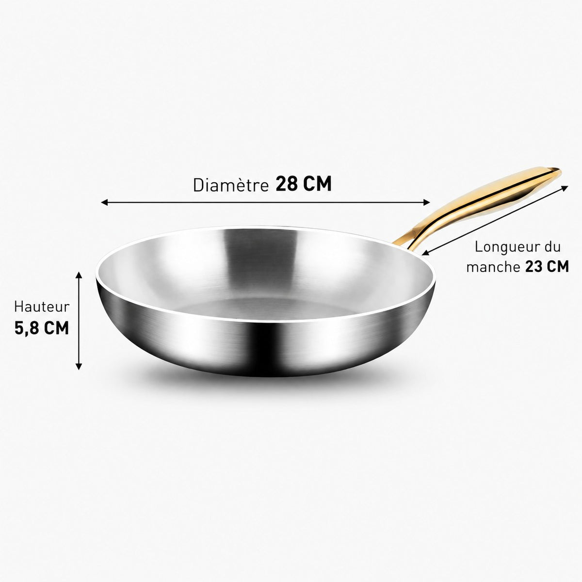 Poêle inox 316 28 cm – dimensions