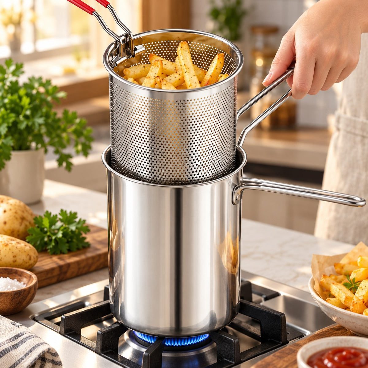 Friteuse inox avec panier