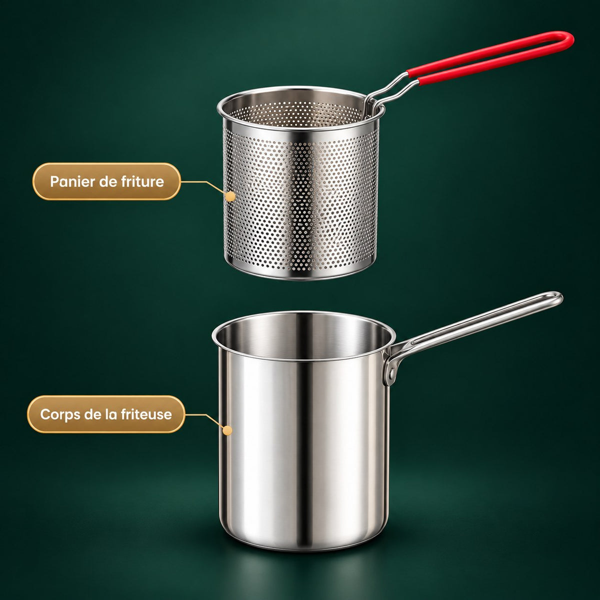 Friteuse inox avec panier – cuve et panier