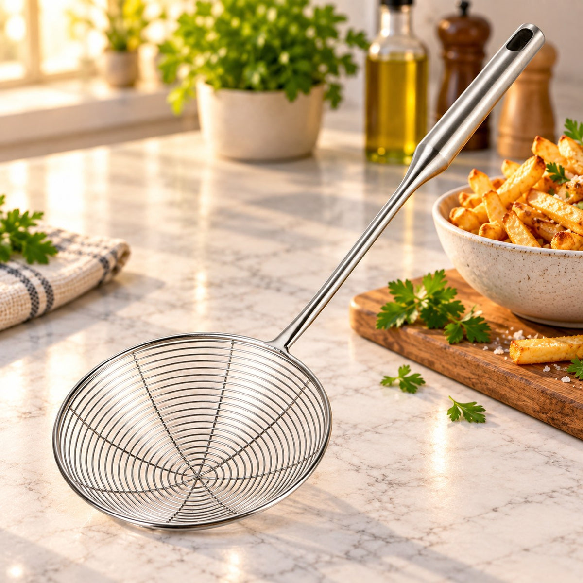 Écumoire araignée inox 304 à maille spirale – vue 2
