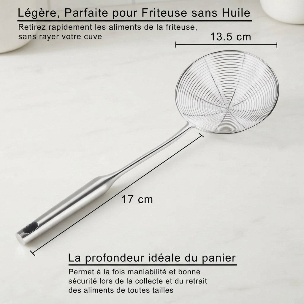 Écumoire araignée inox 304 à maille spirale – vue 7