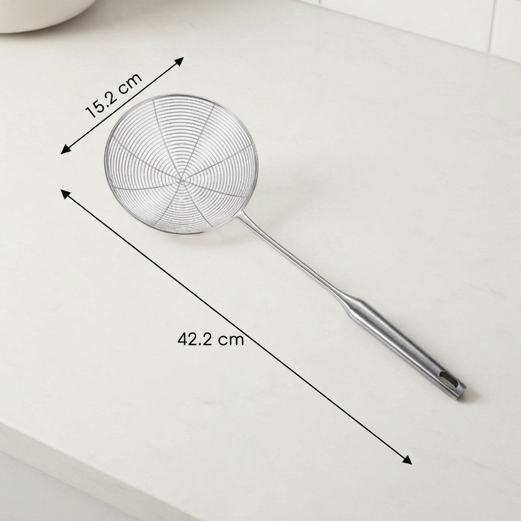 Écumoire araignée inox 304 à maille spirale – 15 cm