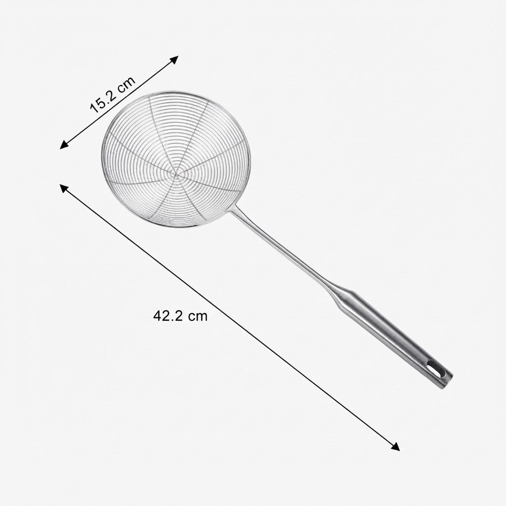 Écumoire araignée inox 304 à maille spirale – 15 cm