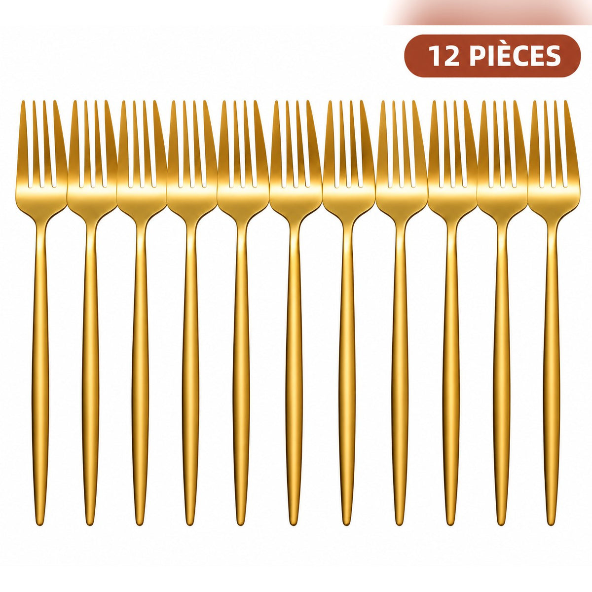 Fourchettes de table inox dorées – lot de 12