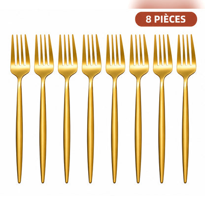 Fourchettes de table inox dorées – lot de 8