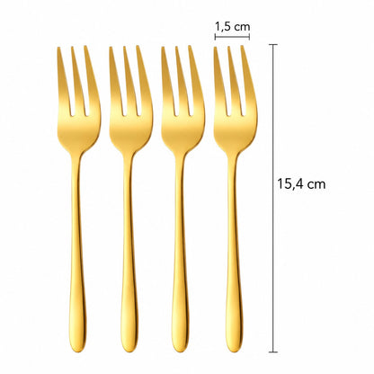 Fourchettes à gâteau inox – lot de 4 doré
