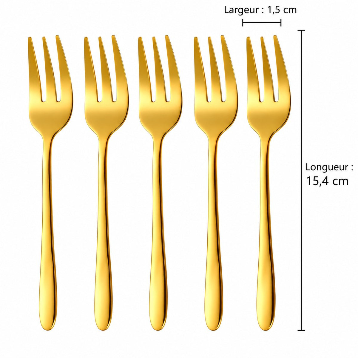 Fourchettes à gâteau inox – lot de 5 doré
