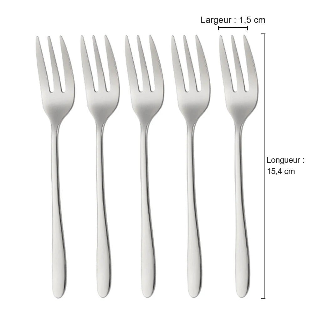 Fourchettes à gâteau inox – lot de 5 argent