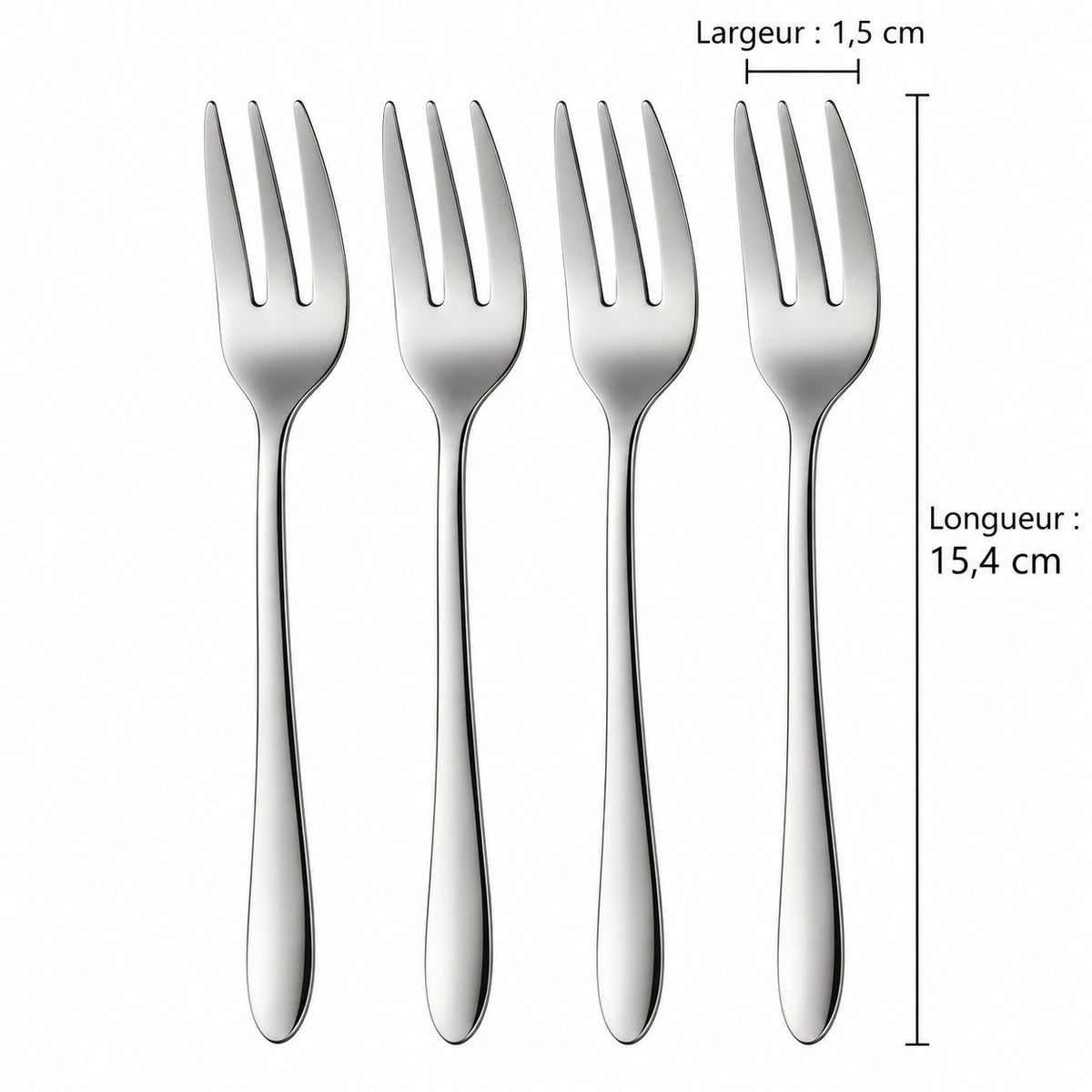 Fourchettes à gâteau inox – lot de 4 argent