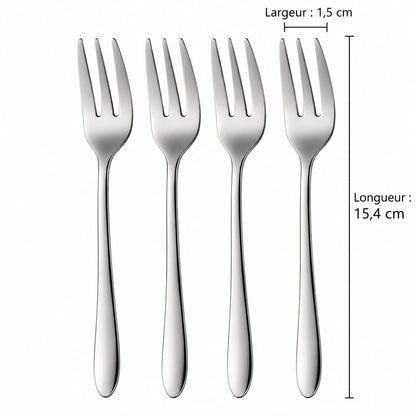Fourchettes à gâteau inox – lot de 4 argent