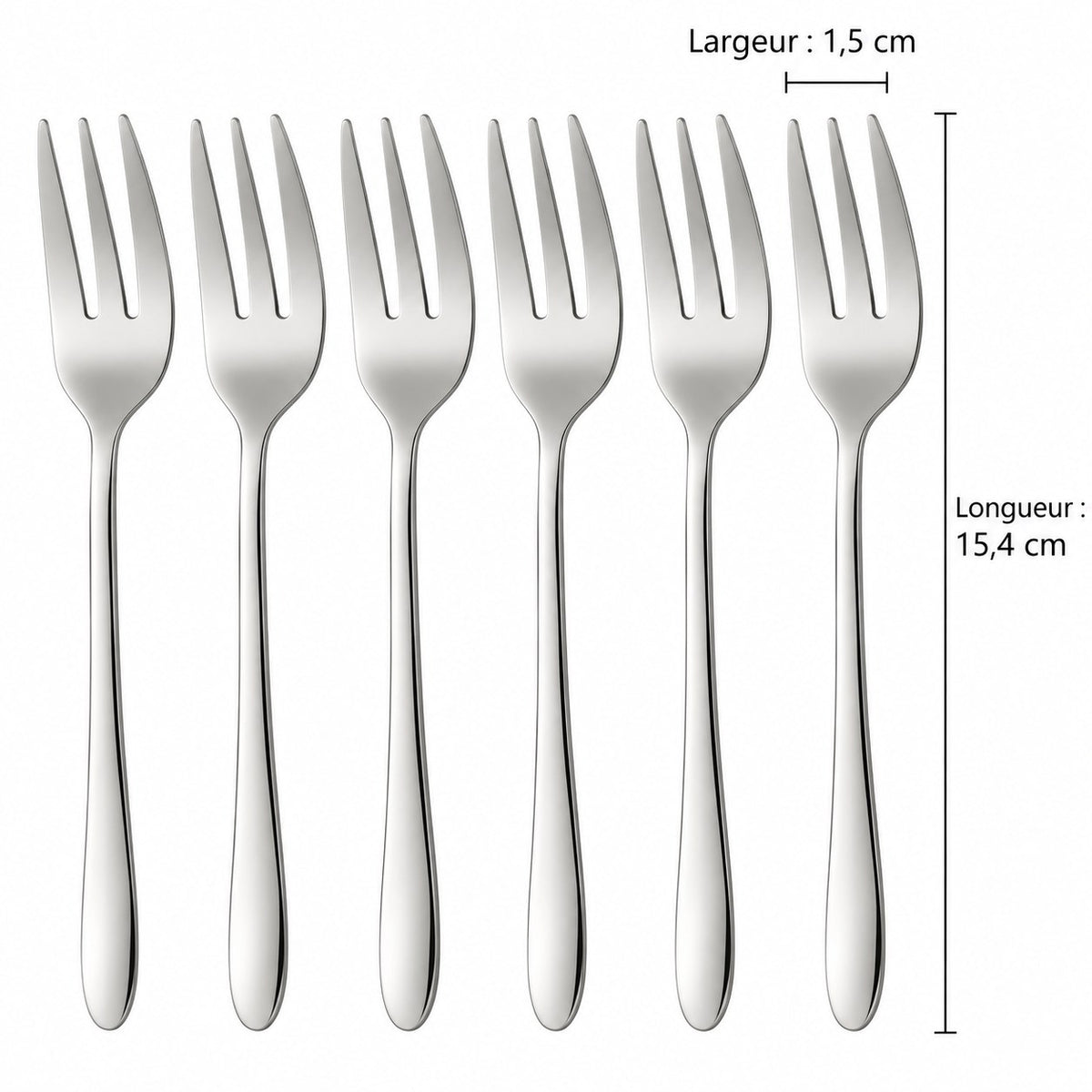 Fourchettes à gâteau inox – lot de 6 argent