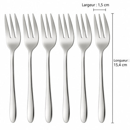 Fourchettes à gâteau inox – lot de 6 argent
