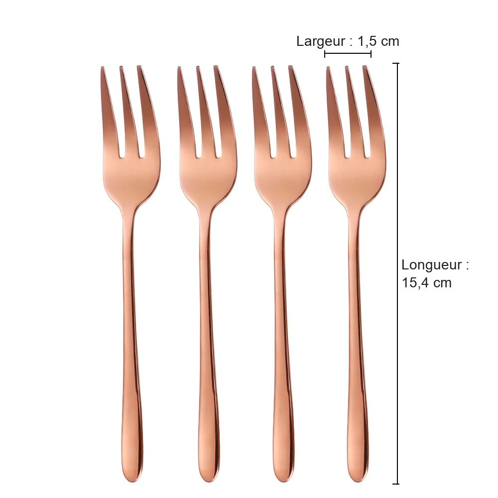Fourchettes à gâteau inox – lot de 4 or rose
