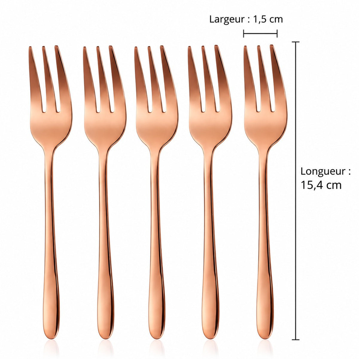 Fourchettes à gâteau inox – lot de 5 or rose