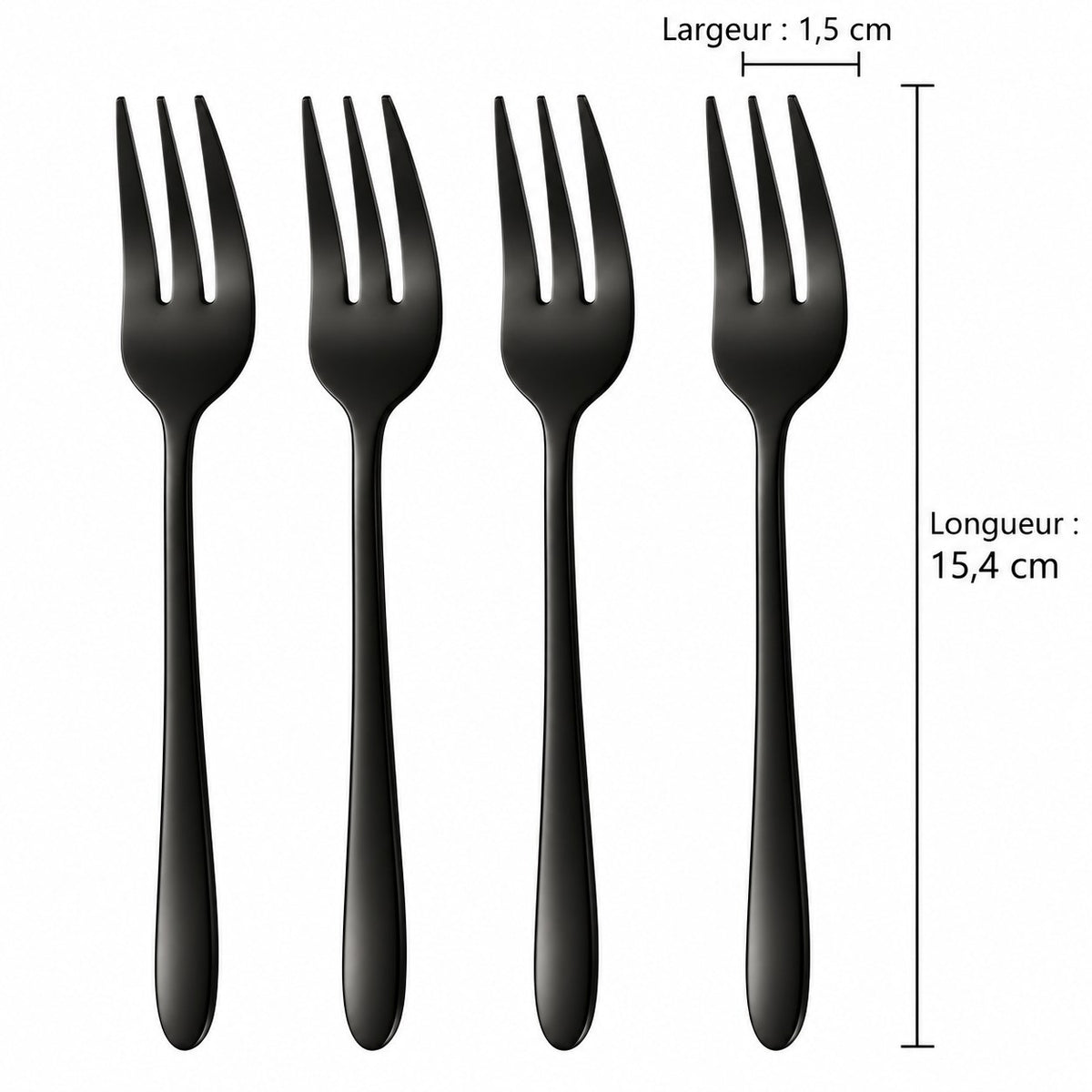Fourchettes à gâteau inox – lot de 4 noir