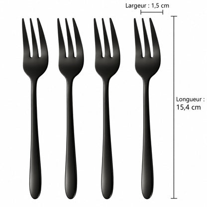 Fourchettes à gâteau inox – lot de 4 noir