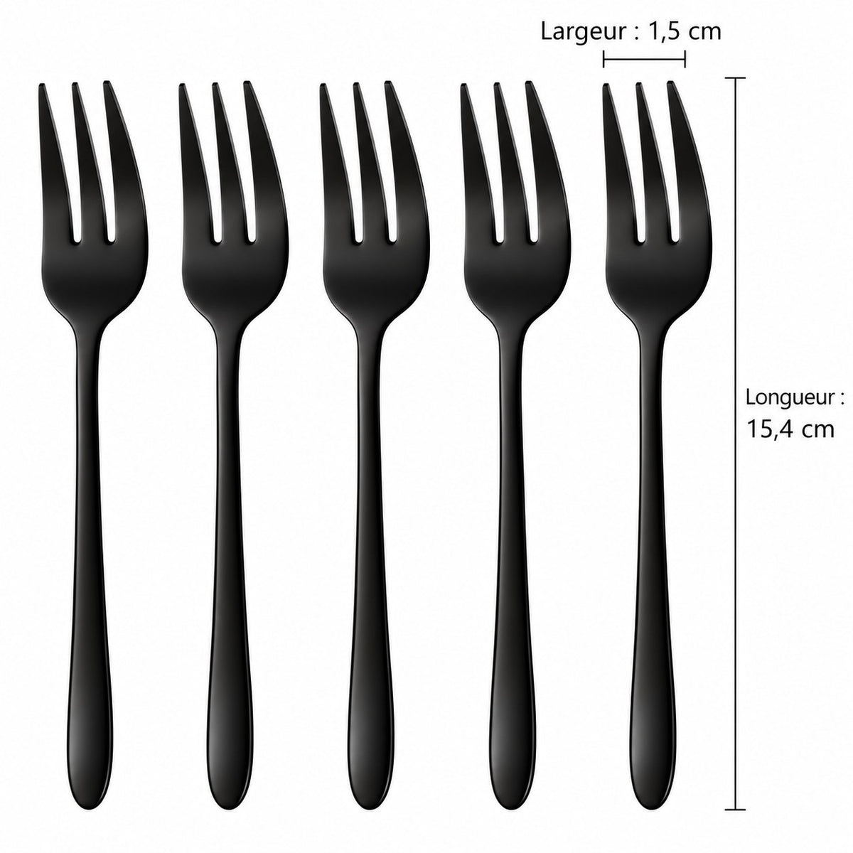 Fourchettes à gâteau inox – lot de 5 noir