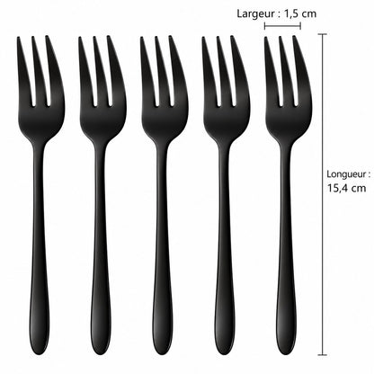 Fourchettes à gâteau inox – lot de 5 noir
