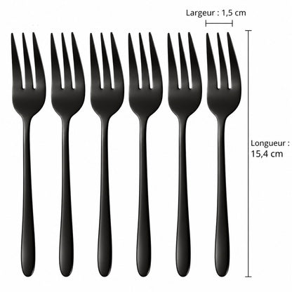 Fourchettes à gâteau inox – lot de 6 noir