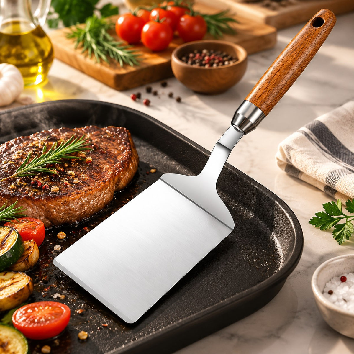 Spatule à steak inox 304 manche bois – vue 2