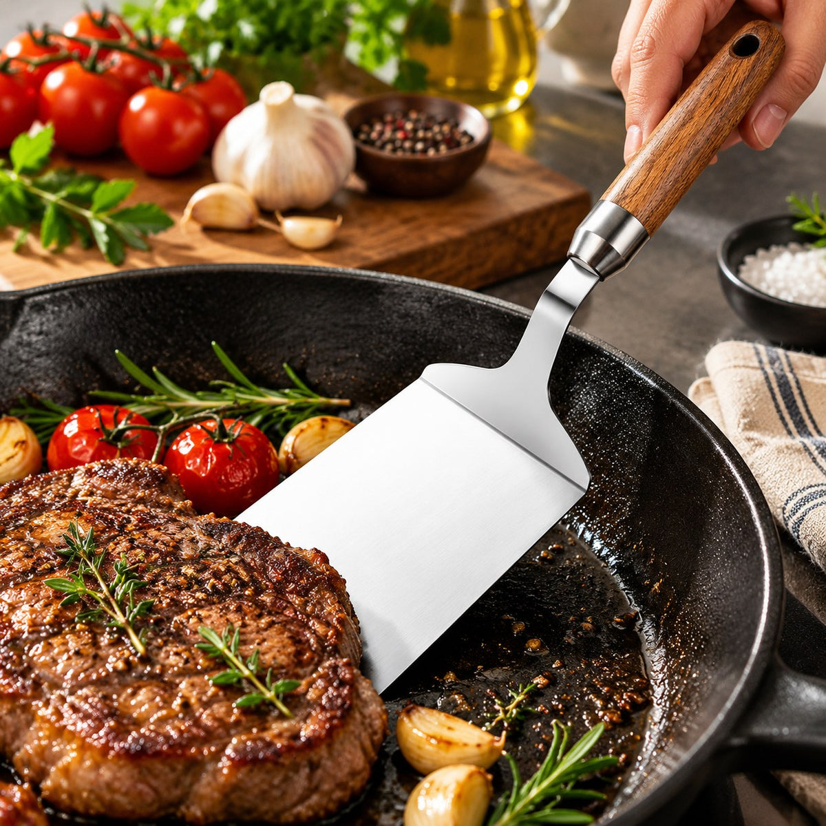 Spatule à steak inox 304 manche bois – vue 3