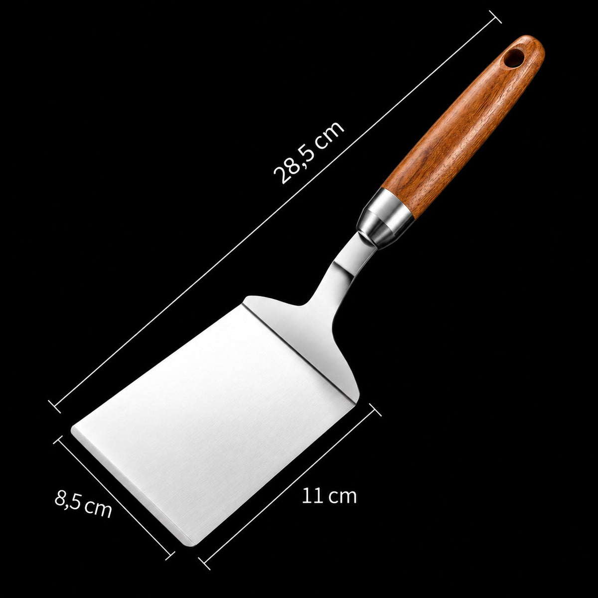 Spatule à steak inox 304 manche bois – dimensions