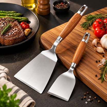 Spatule plancha inox manche bois – vue 2
