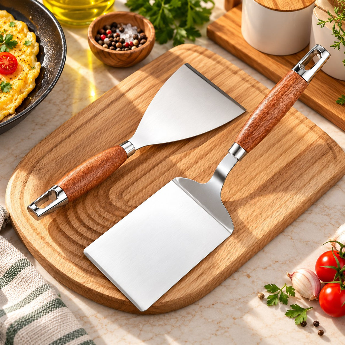 Spatule plancha inox manche bois – vue 4