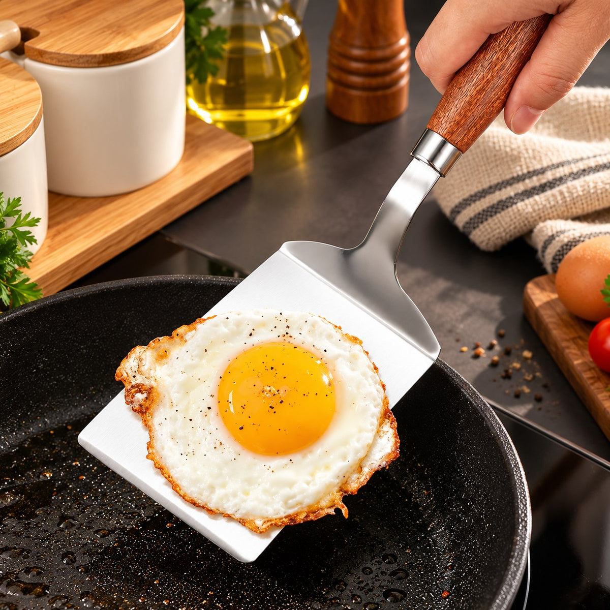 Spatule plancha inox manche bois – vue 5