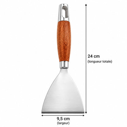 Spatule plancha inox manche bois – modèle E