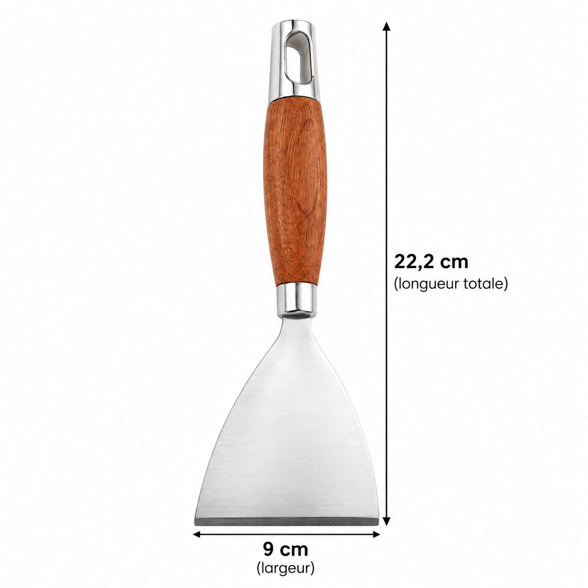 Spatule plancha inox manche bois – modèle B