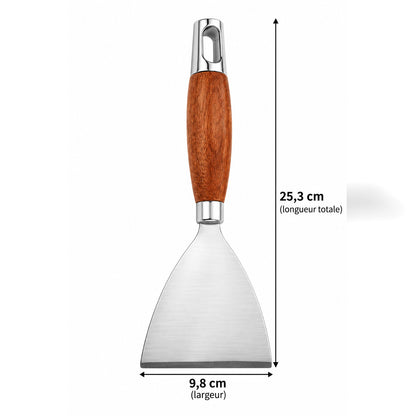 Spatule plancha inox manche bois – modèle D